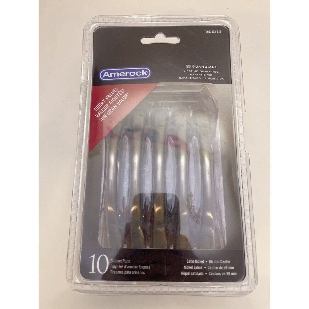 Amerock TEN53003G10 Arched 3-3/4" Center Cabinet Pulls Satin Nickel 10 Pack